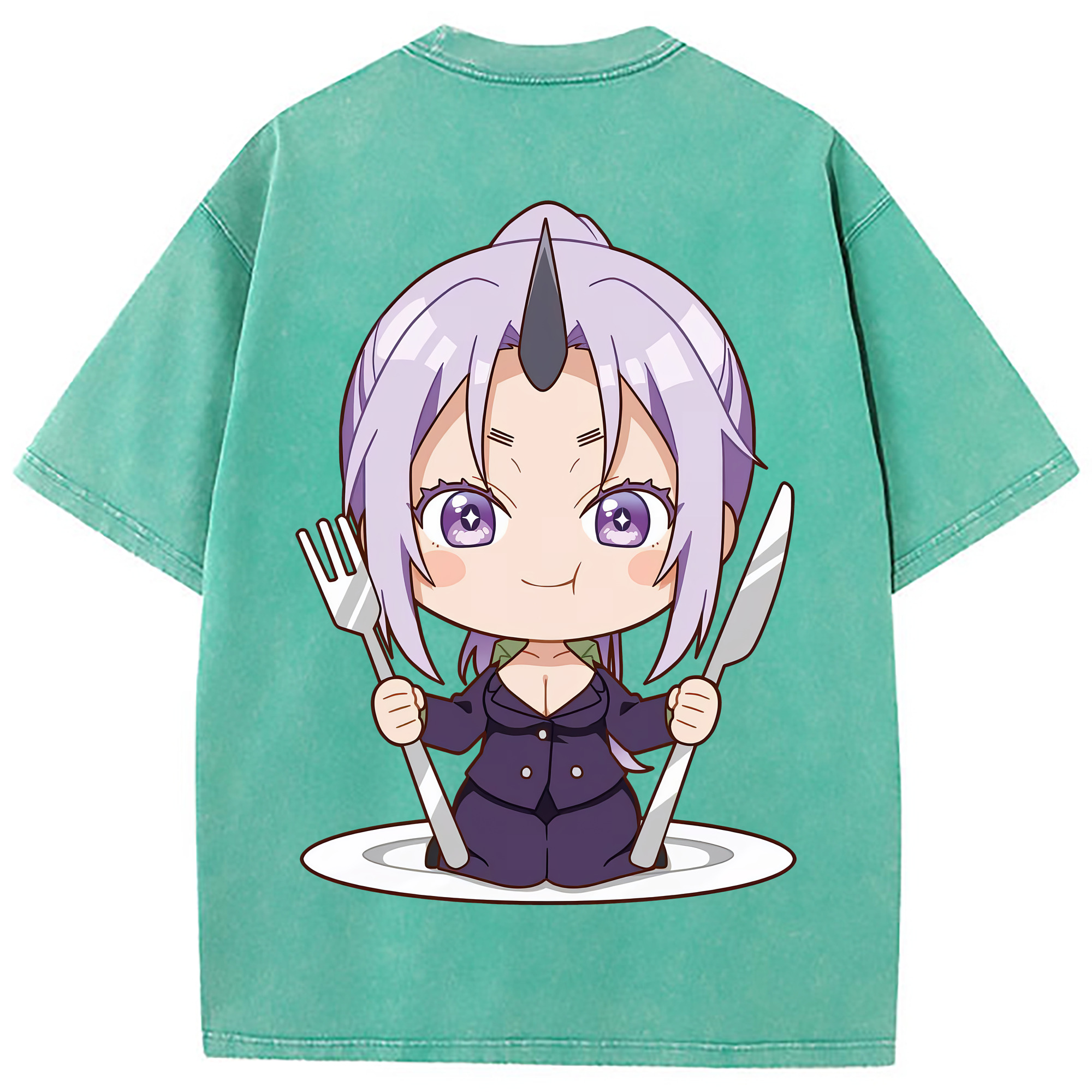 （画像用） 転スラ Regarding Reincarnated to Slime 綿100% ヴィンテージ風 半袖Tシャツ（背面プリント）
